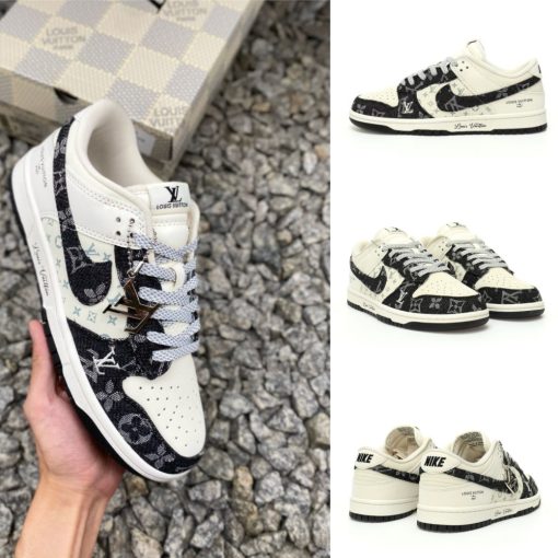 【🌟8월 핫 아이템】나이키 SB 덩크로우 x 루이비통 화이트 블랙 데님 JH8310-946